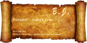 Bender Jusztina névjegykártya